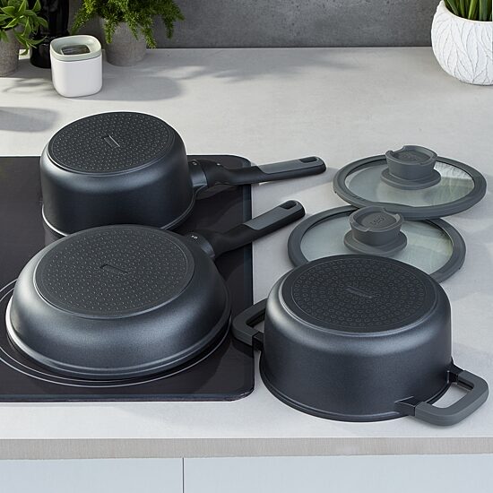 BergHOFF Leo Stone+ Ceramic Non-Stick 5-pc. Cookware Set