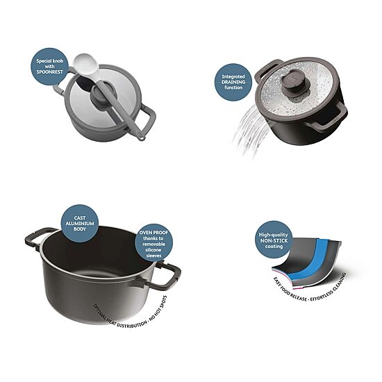 BergHOFF Leo Stone Aluminum Non-Stick 11-pc. Cookware Set