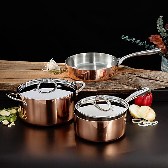 BergHOFF Vintage Tri-Ply Stainless Steel Copper Polished 5-pc. Cookware Set