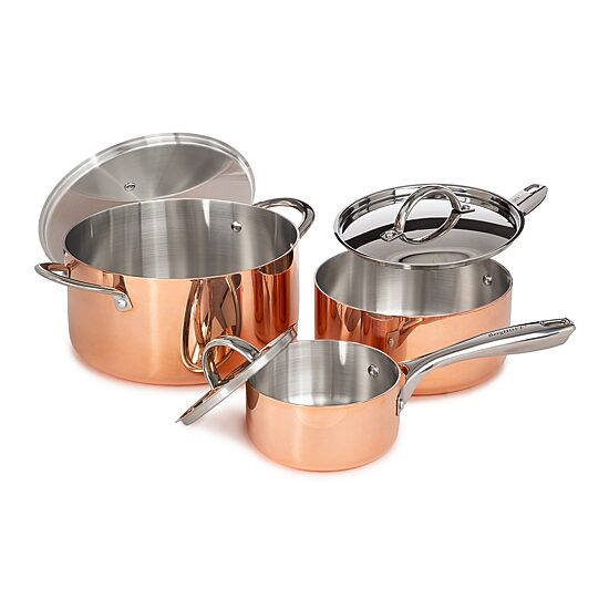 BergHOFF Vintage Tri-Ply Stainless Steel Copper Polished 6-pc. Cookware Set