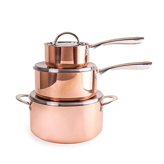 BergHOFF Vintage Tri-Ply Stainless Steel Copper Polished 6-pc. Cookware Set