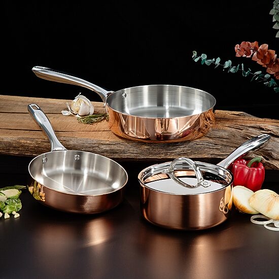 BergHOFF Vintage Tri-Ply Stainless Steel Copper Polished 4-pc. Cookware Set