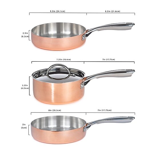 BergHOFF Vintage Tri-Ply Stainless Steel Copper Polished 4-pc. Cookware Set