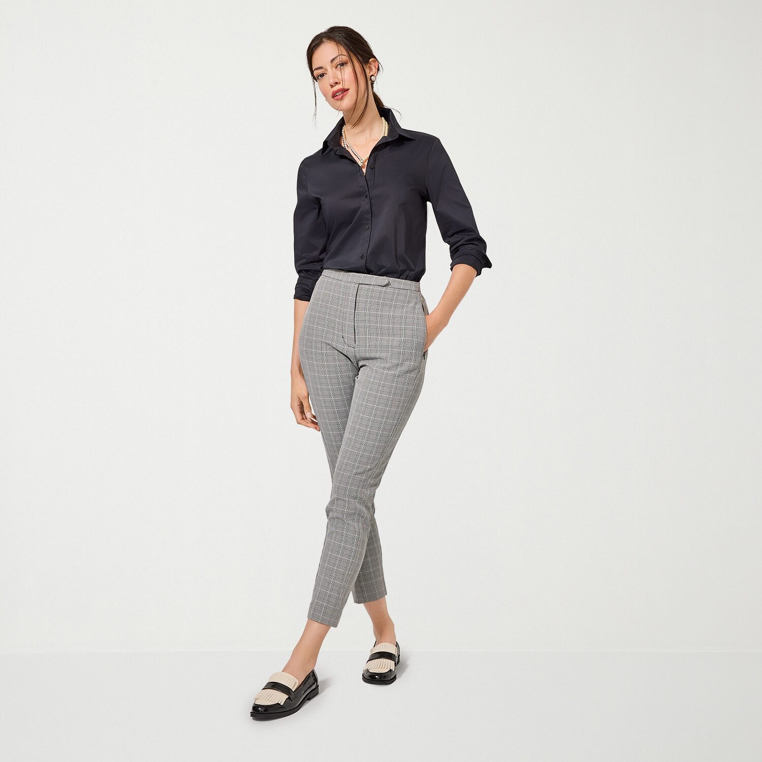 Worthington Womens Petite Cuffed Long Sleeve Regular Fit Button-Down Shirt