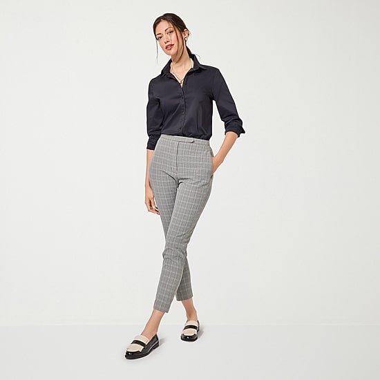 Worthington Womens Petite Cuffed Long Sleeve Slim Fit Button-Down Shirt