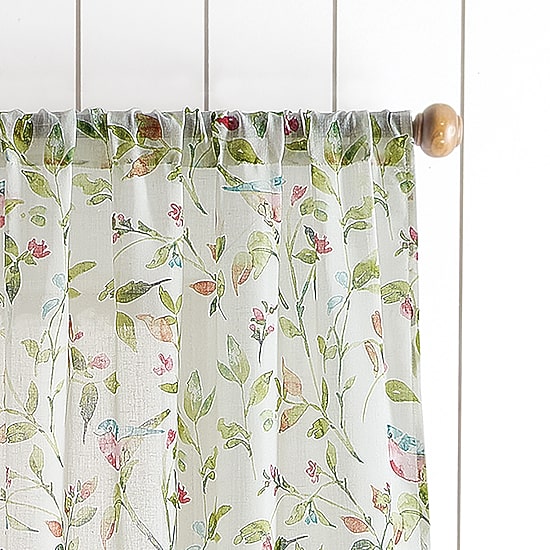 Martha Stewart Kensington Garden Print Rod Pocket Light-Filtering Set of 2 Curtain Panel