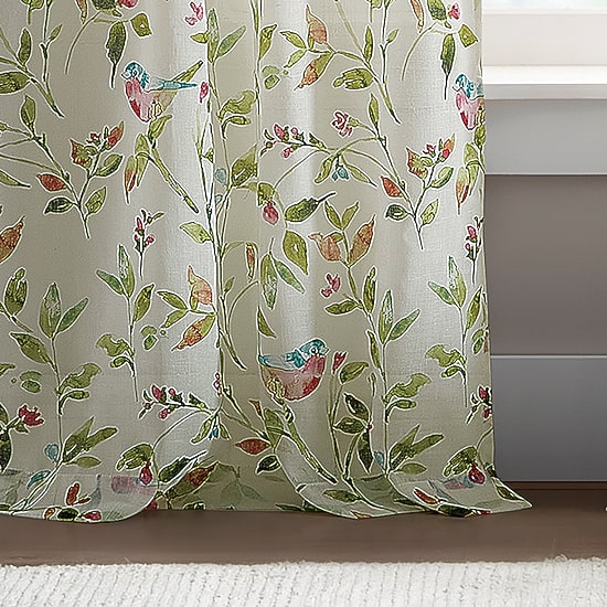 Martha Stewart Kensington Garden Print Rod Pocket Light-Filtering Set of 2 Curtain Panel