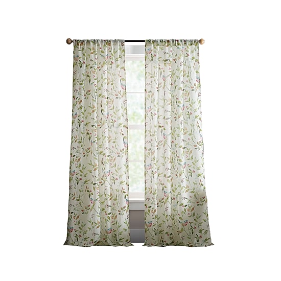 Martha Stewart Kensington Garden Print Rod Pocket Light-Filtering Set of 2 Curtain Panel