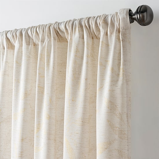 Martha Stewart Metallic Leaves Rod Pocket Light-Filtering Set of 2 Curtain Panel