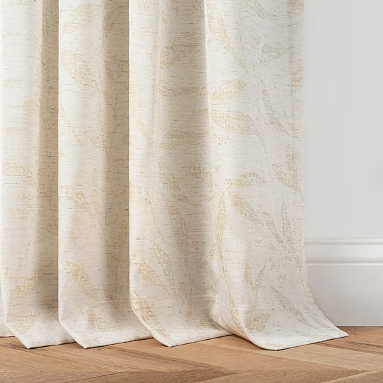 Martha Stewart Metallic Leaves Rod Pocket Light-Filtering Set of 2 Curtain Panel