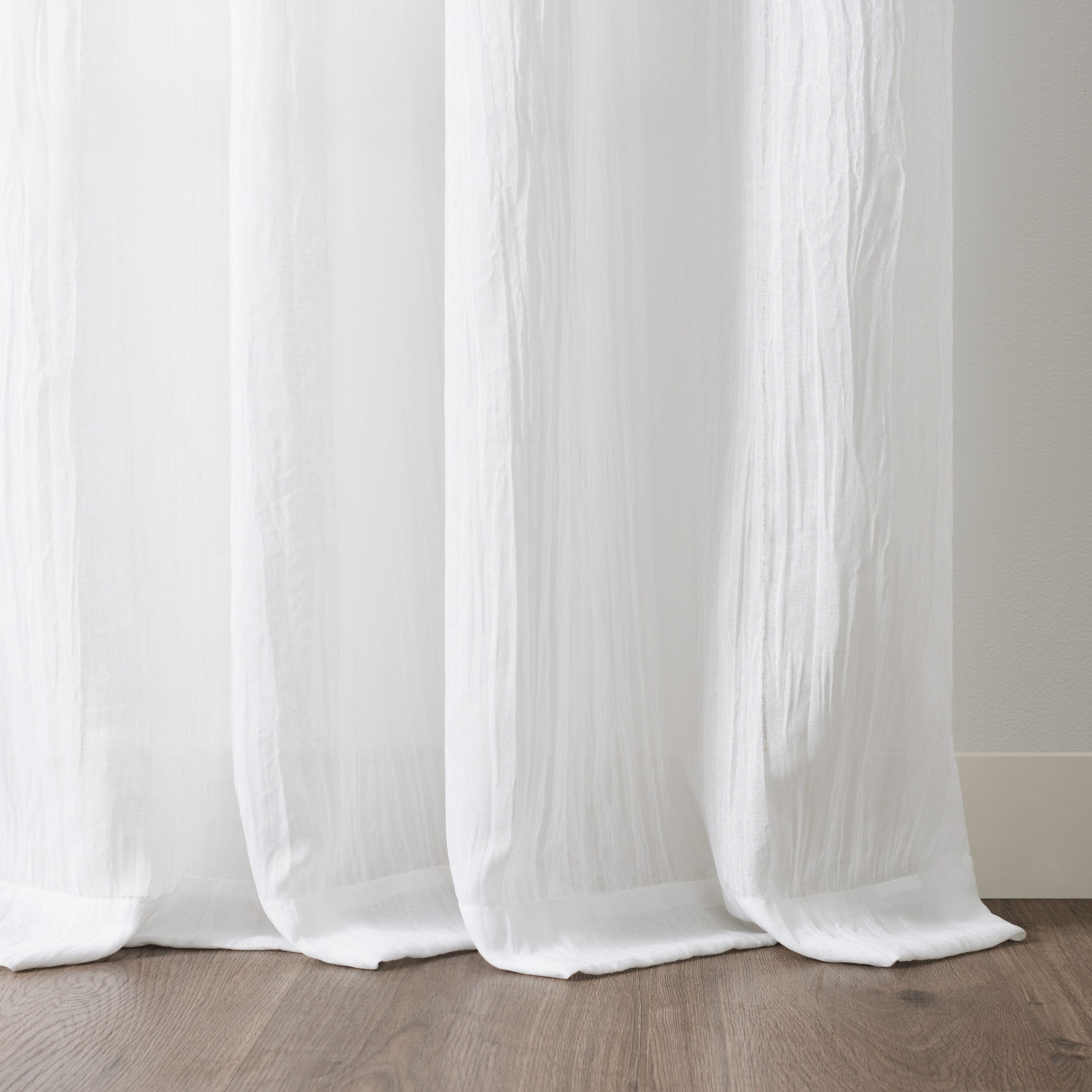 Martha Stewart Crinkle Rod Pocket Sheer Set of 2 Curtain Panel