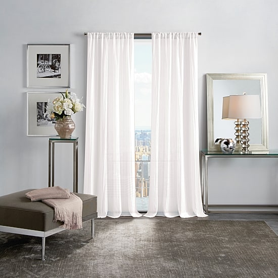 Martha Stewart Crinkle Rod Pocket Sheer Set of 2 Curtain Panel