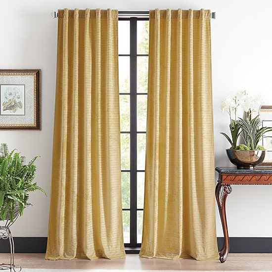 Martha Stewart Wave Embossed Velvet Rod Pocket Embossed Blackout Set of 2 Curtain Panel