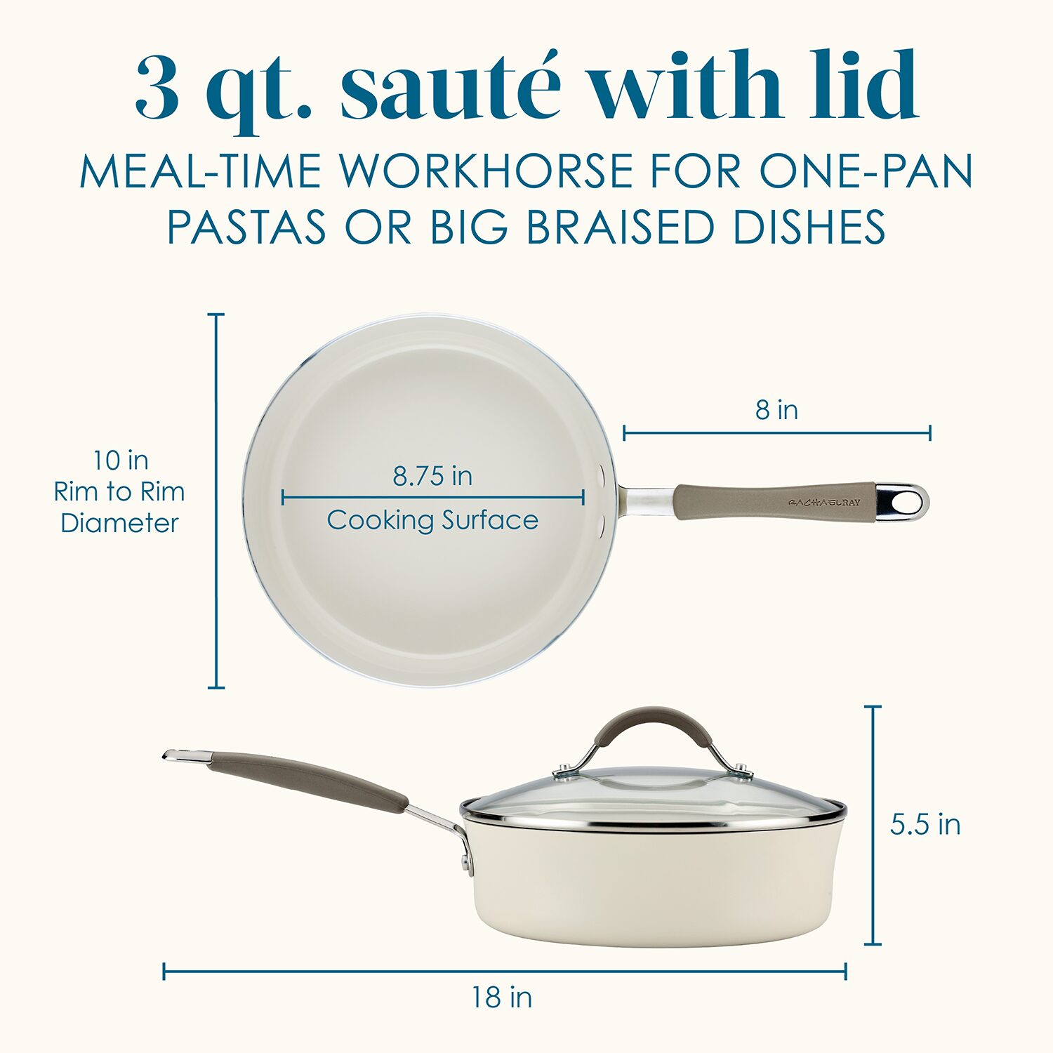 Rachael Ray Cucina Ceramic Non-Stick 3-qt. Saute Pan