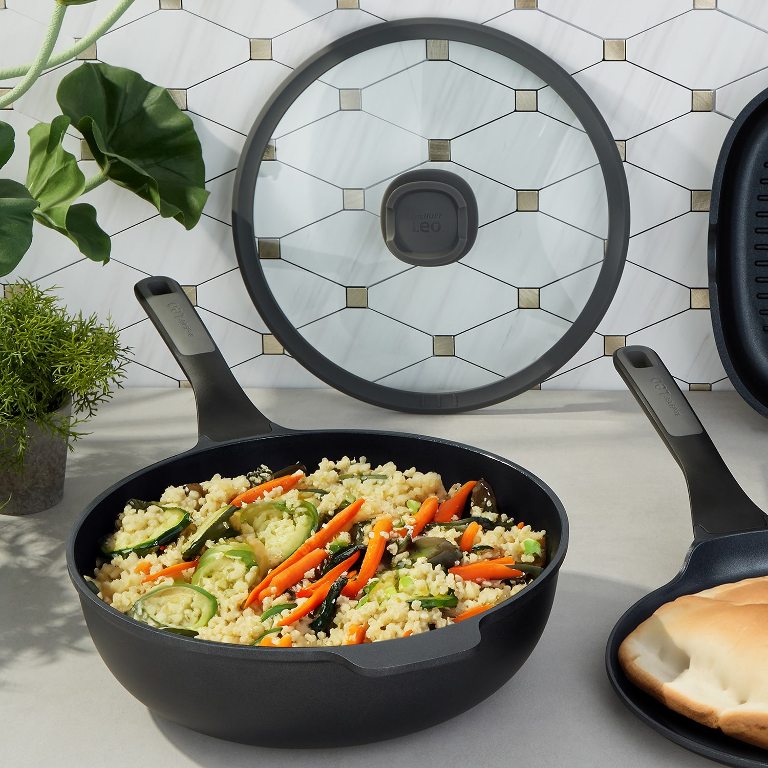 BergHOFF Leo Stone+ Ceramic Non-Stick 4-pc. Cookware Set