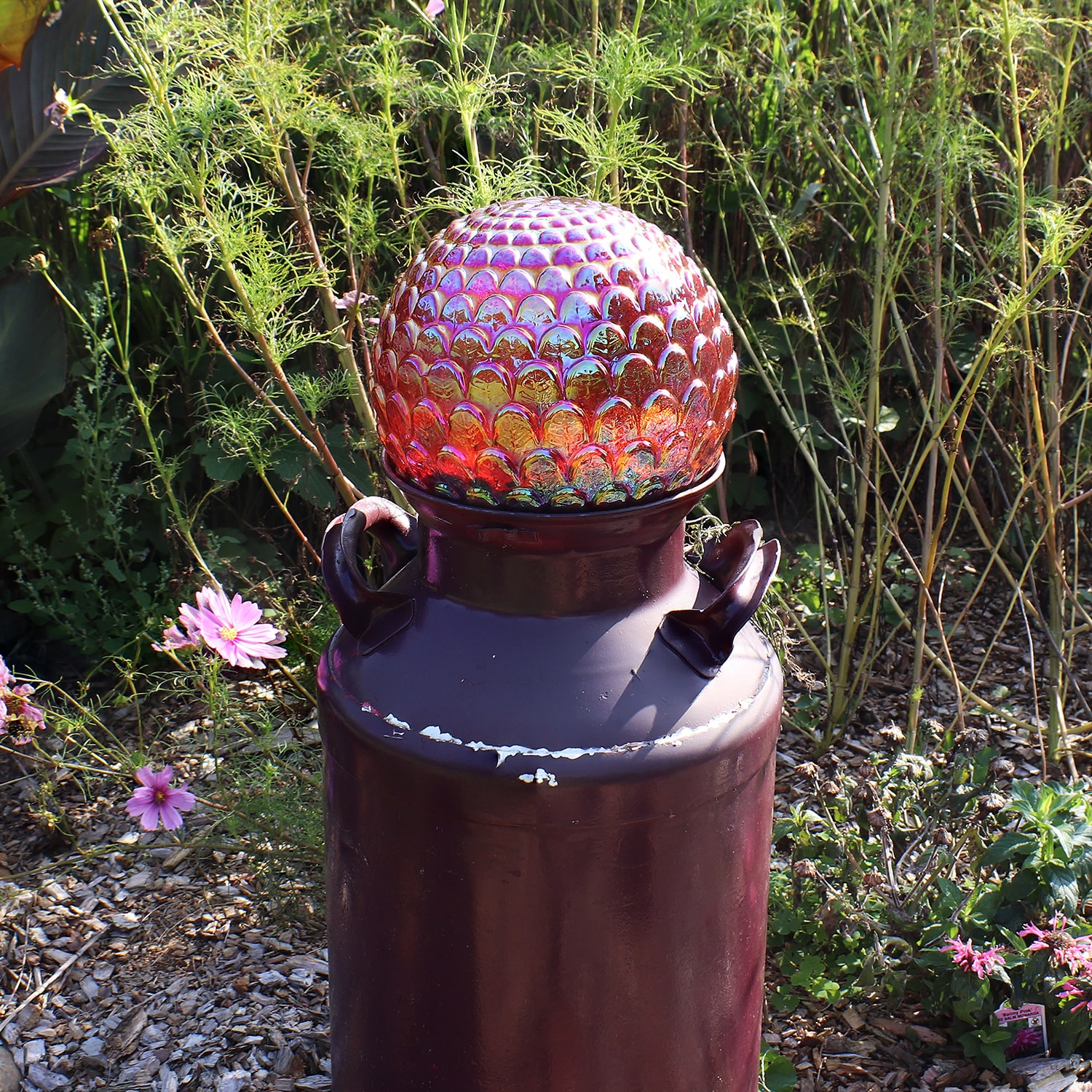 Net Health Shops Red Scalloped Gazing Globe - 10 Inch Plastic Yard Art