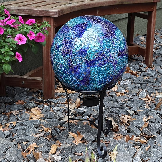 Net Health Shops Ocean Swirl Gazing Globe - 10 Inch Glass Yard Art