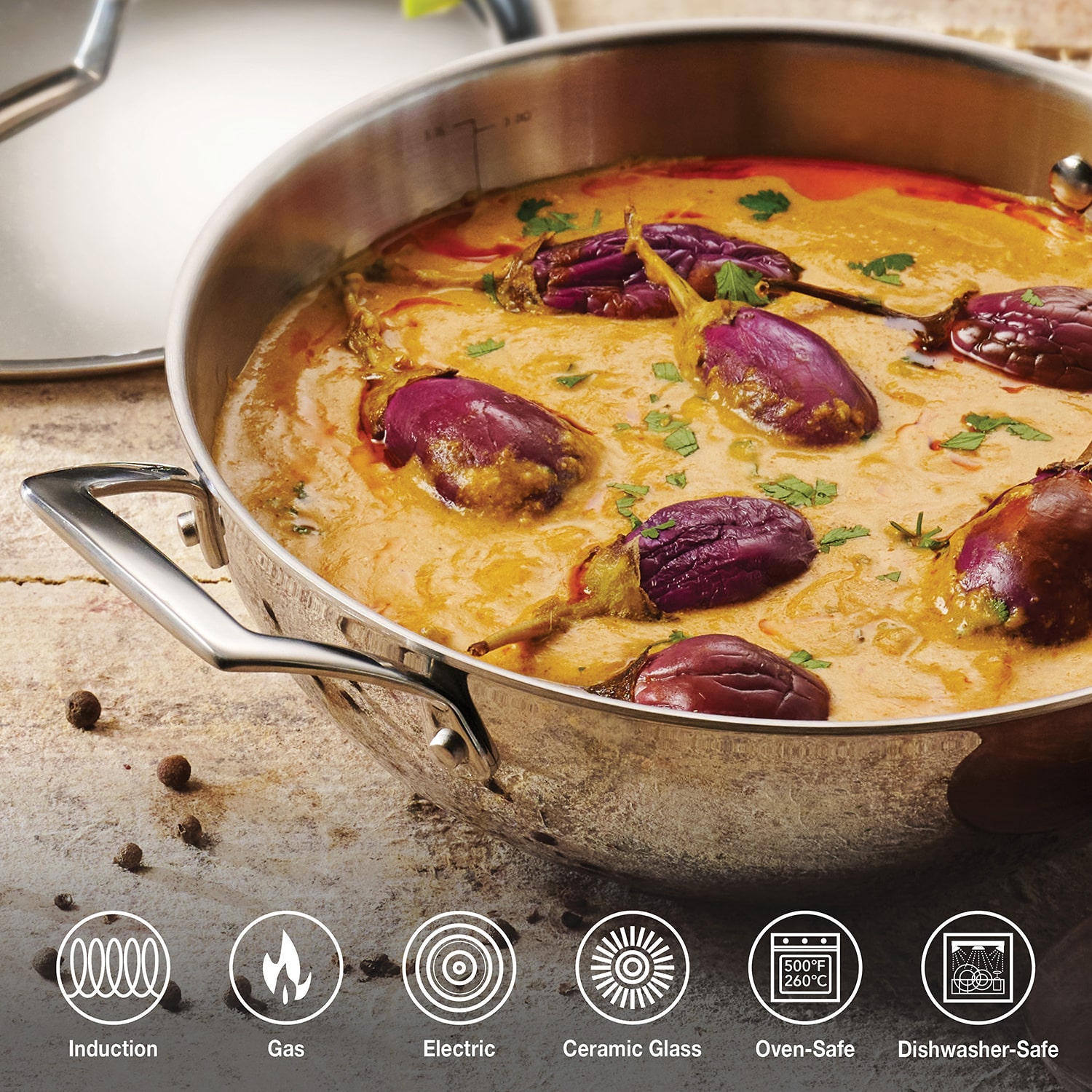 Tramontina Utsava Stainless Steel 4-qt. Kadai
