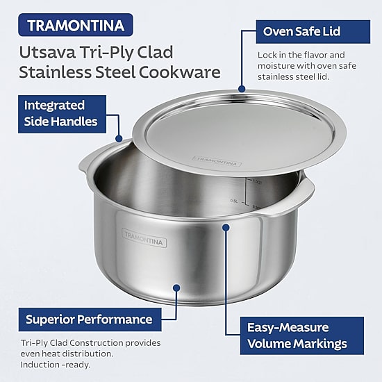 Tramontina Utsava Stainless Steel 5.75-qt. Tope with Lid