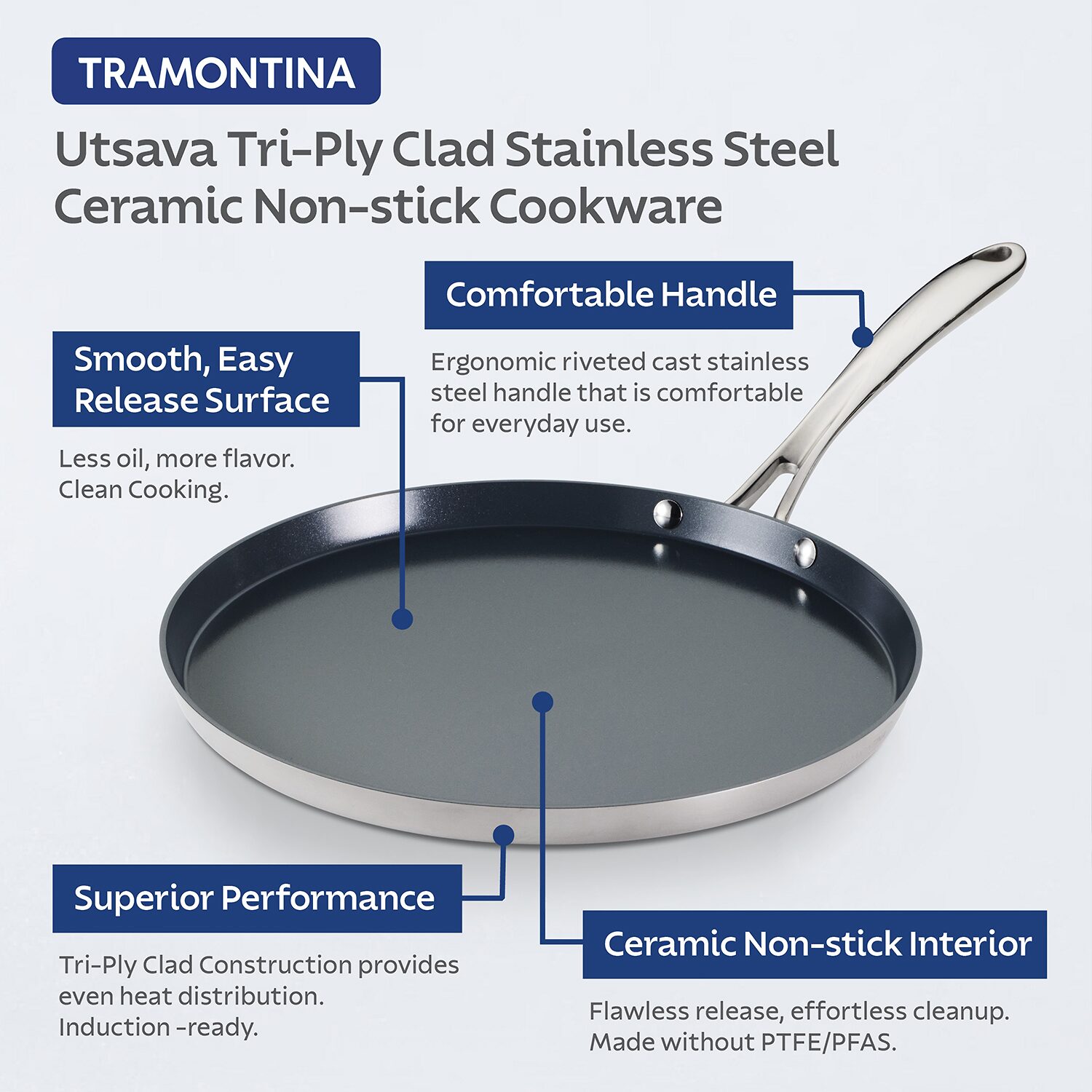 Tramontina Utsava Stainless Steel 11" Dosa Tawa