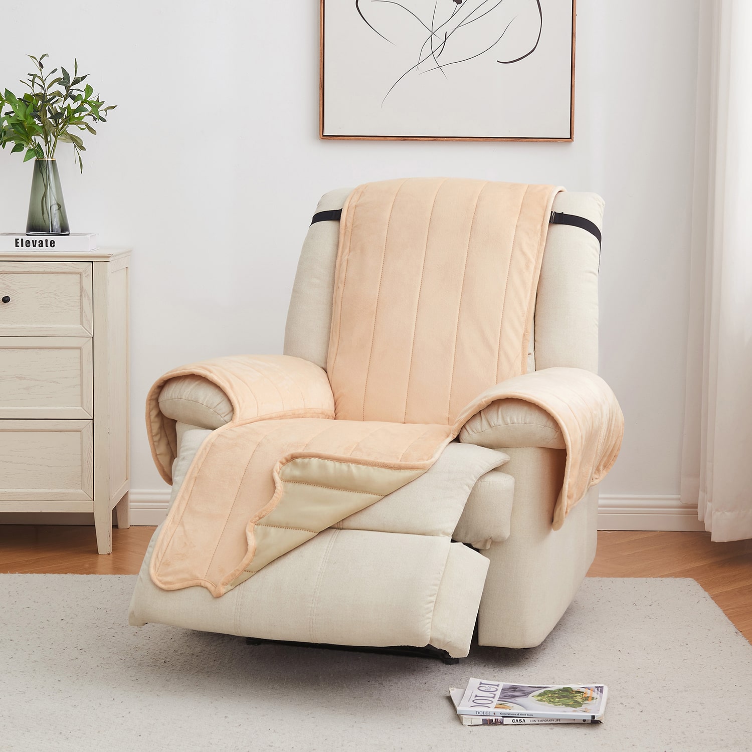 Linery Velvet Furniture Protector Recliner Slipcover