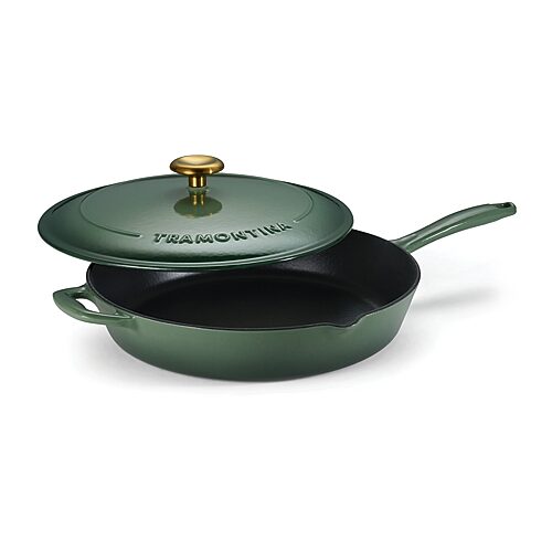 Tramontina Bestow Enameled Cast Iron 12" Skillet with Lid - Cactus