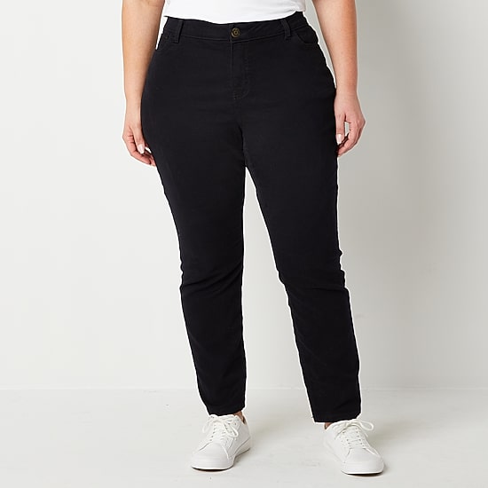 Liz Claiborne Plus Womens Sara Mid Rise Slim Fit, Skinny Leg Jean