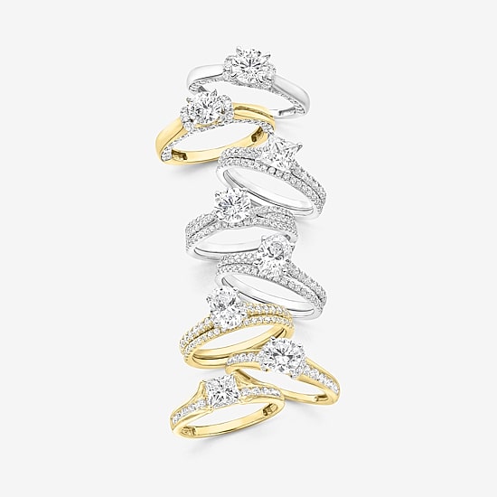 (I / I1) Womens 2 CT. T.W. Lab Grown White Diamond 10K Gold or 14K Gold Round Side Stone Engagement Ring