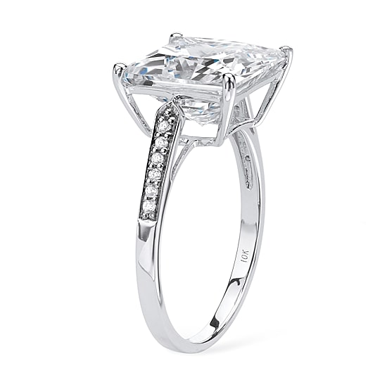 DiamonArt® Womens 3 1/4 CT. T.W. White Cubic Zirconia 10K White Gold Engagement Ring