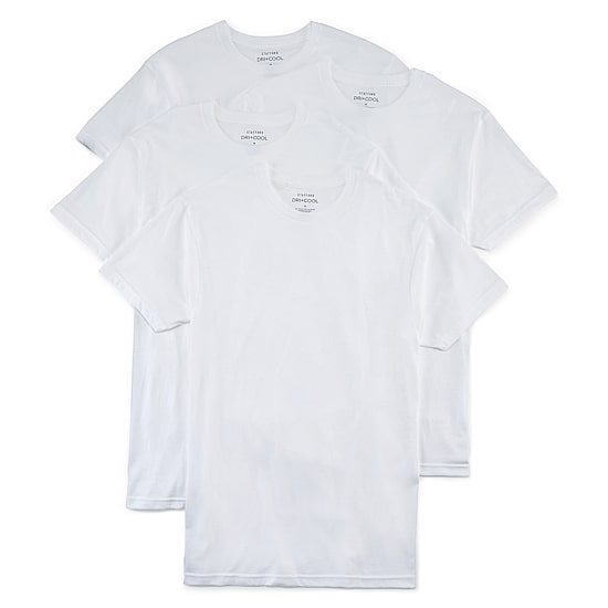 Stafford Dry + Cool Mens 4 Pack Short Sleeve Crew Neck