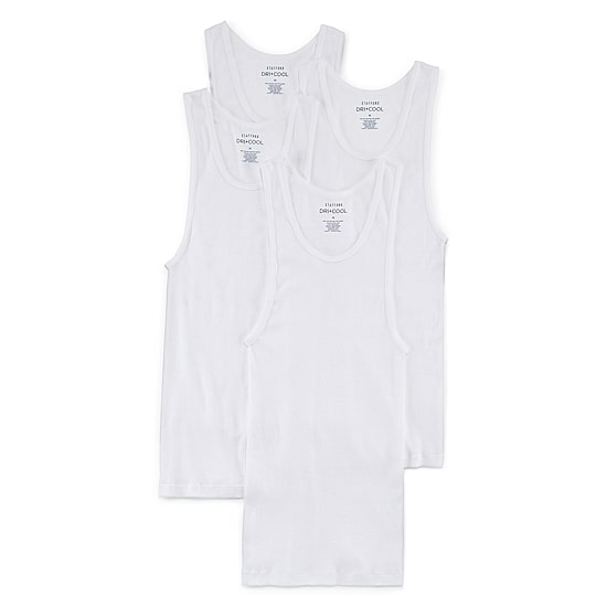 Stafford Dry + Cool Mens Round Neck Sleeveless Quick Dry 4 Pack Extra Tall Tank
