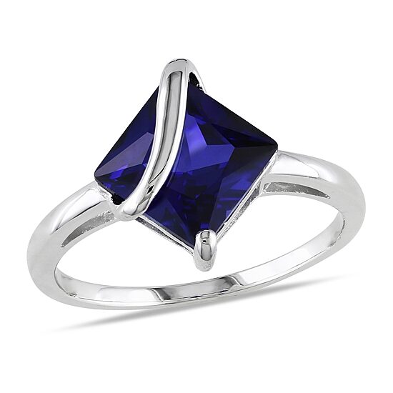 Womens Lab Created Blue Sapphire Sterling Silver Cocktail Ring