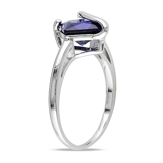 Womens Lab Created Blue Sapphire Sterling Silver Cocktail Ring