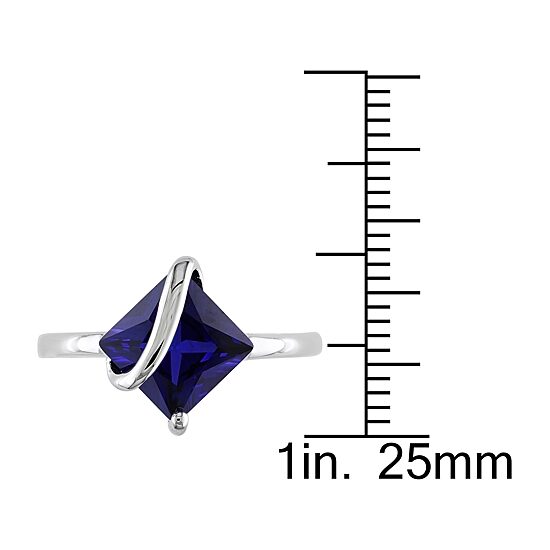 Womens Lab Created Blue Sapphire Sterling Silver Cocktail Ring