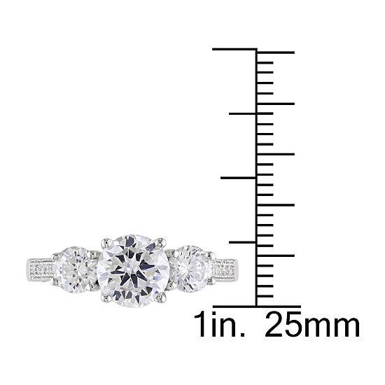 Womens 3 CT. Cubic Zirconia Sterling Silver 3-Stone Engagement Ring