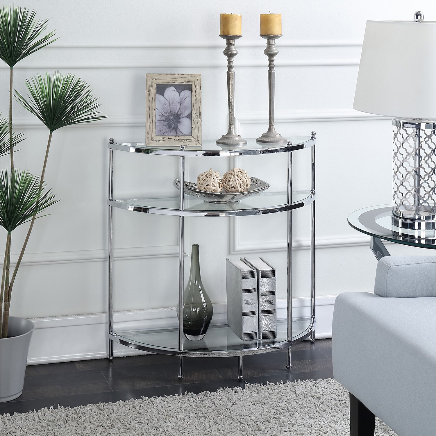 Convenience Concepts Royal Crest Glass Console Table