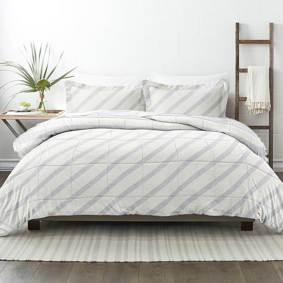 Casual Comfort Premium Down Alternative Distressed Stripe Reversible Comforter Set