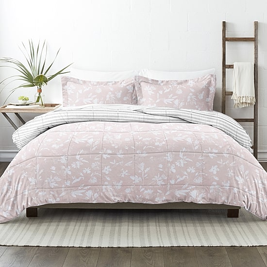 Casual Comfort Premium Down Alternative Pressed Flowers Reversible Comforter Set