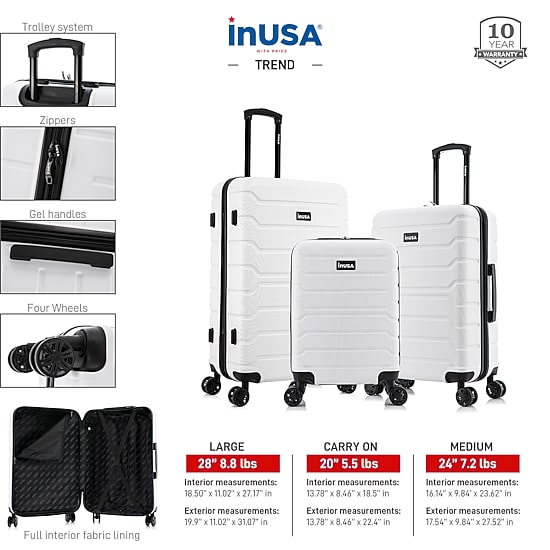 InUSA Trend 3-pc. Hardside Lightweight Luggage Set