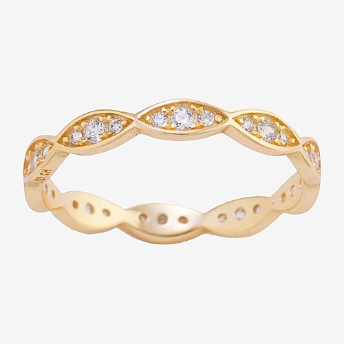 Silver Treasures Womens Cubic Zirconia 14K Gold Over Silver Band, 8, Multiple Colors