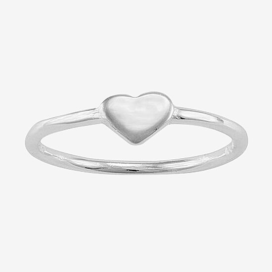 Itsy Bitsy Womens Sterling Silver Heart Delicate Midi  Band