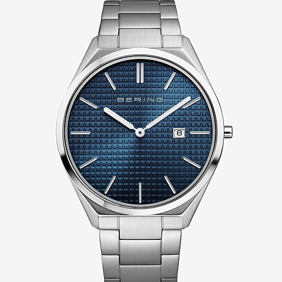Bering Mens Silver Tone Stainless Steel Bracelet Watch 17240-707