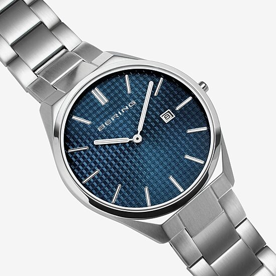 Bering Mens Silver Tone Stainless Steel Bracelet Watch 17240-707