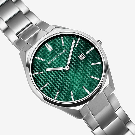 Bering Mens Silver Tone Stainless Steel Bracelet Watch 17240-708