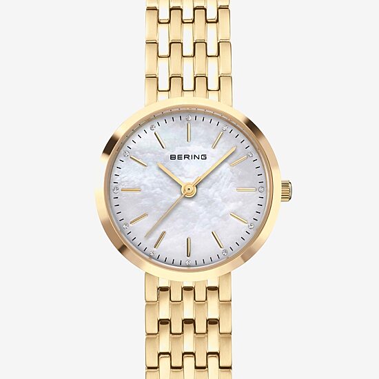 Bering Womens Gold Tone Stainless Steel Bracelet Watch 19126-734