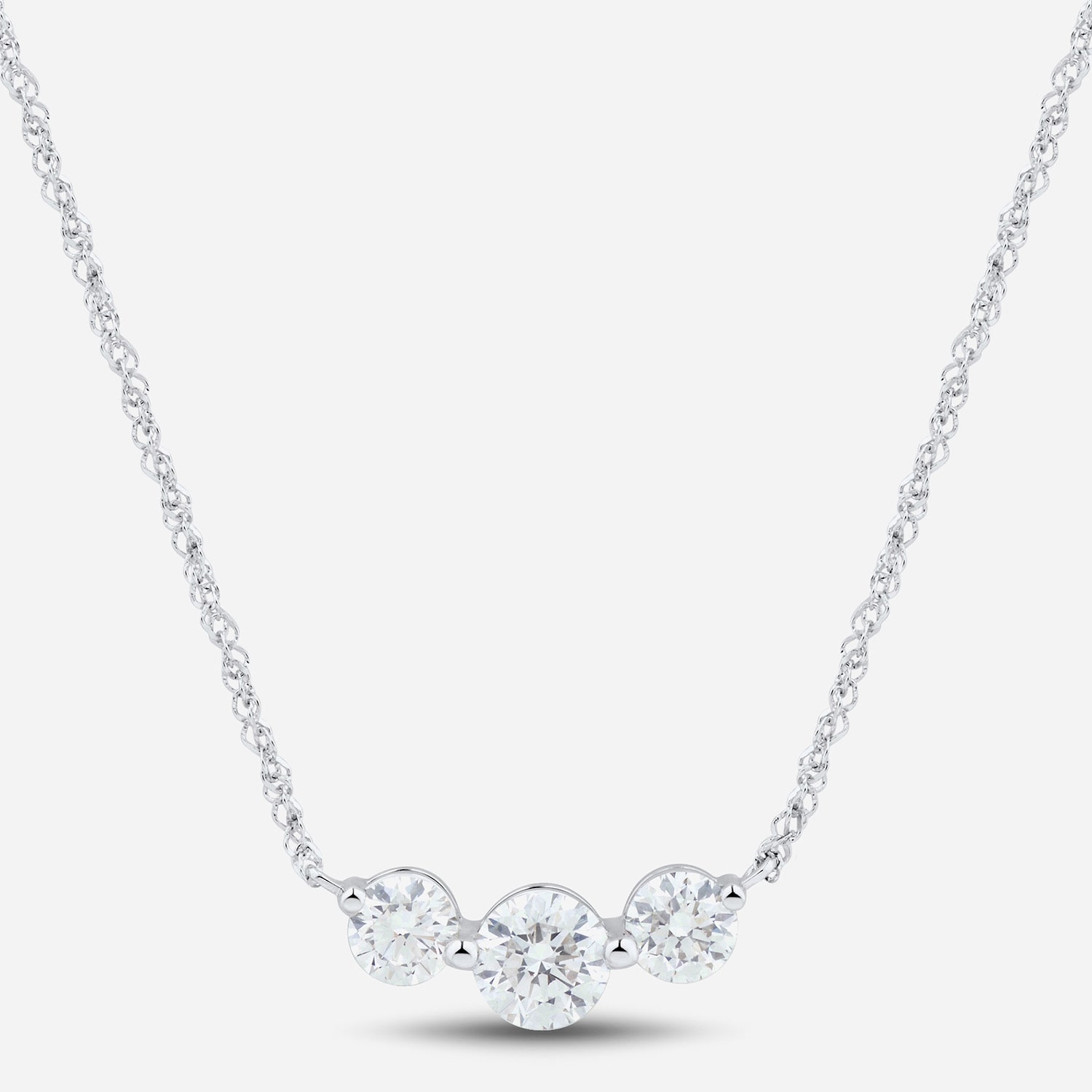 (Si1-Si2/ H-I) Womens 1 CT. T.W. Lab Grown White Diamond 10K Gold Round 18 Inch Pendant Necklace