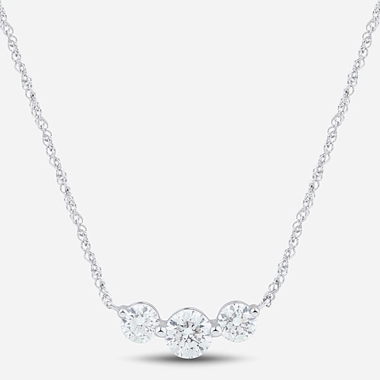 (Si1-Si2/ H-I) Womens 1 CT. T.W. Lab Grown White Diamond 10K Gold Round 18 Inch Pendant Necklace
