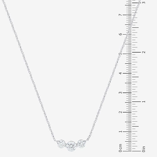 (Si1-Si2/ H-I) Womens 1 CT. T.W. Lab Grown White Diamond 10K Gold Round 18 Inch Pendant Necklace