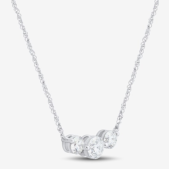 (Si1-Si2/ H-I) Womens 1 CT. T.W. Lab Grown White Diamond 10K Gold Round 18 Inch Pendant Necklace