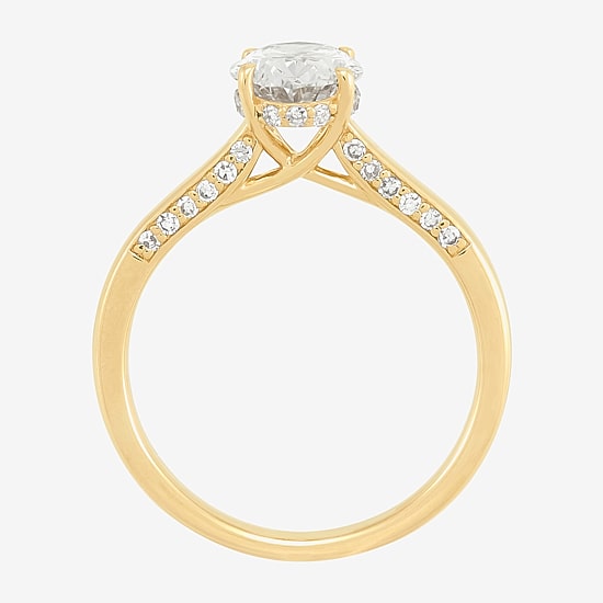 (H-I / Si1-Si2) Womens 1 3/4 CT. T.W. Lab Grown White Diamond 10K Gold Oval Solitaire Engagement Ring
